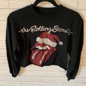 Rolling Stones Black Cropped Christmas Sweatshirt